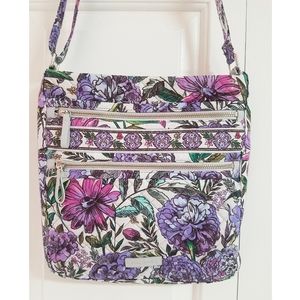 Vera Bradley Iconic Triple Zip Hipster in Lavender Meadow